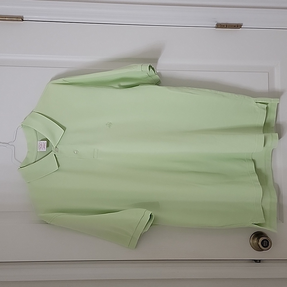 Brooks Brothers Size L Pale Lime Green Polo Style Pullover Shirt, Short Sleeve
